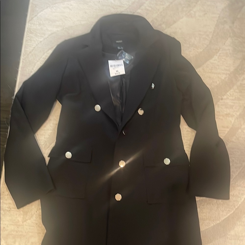 Women's Black Double-Breasted Coat
